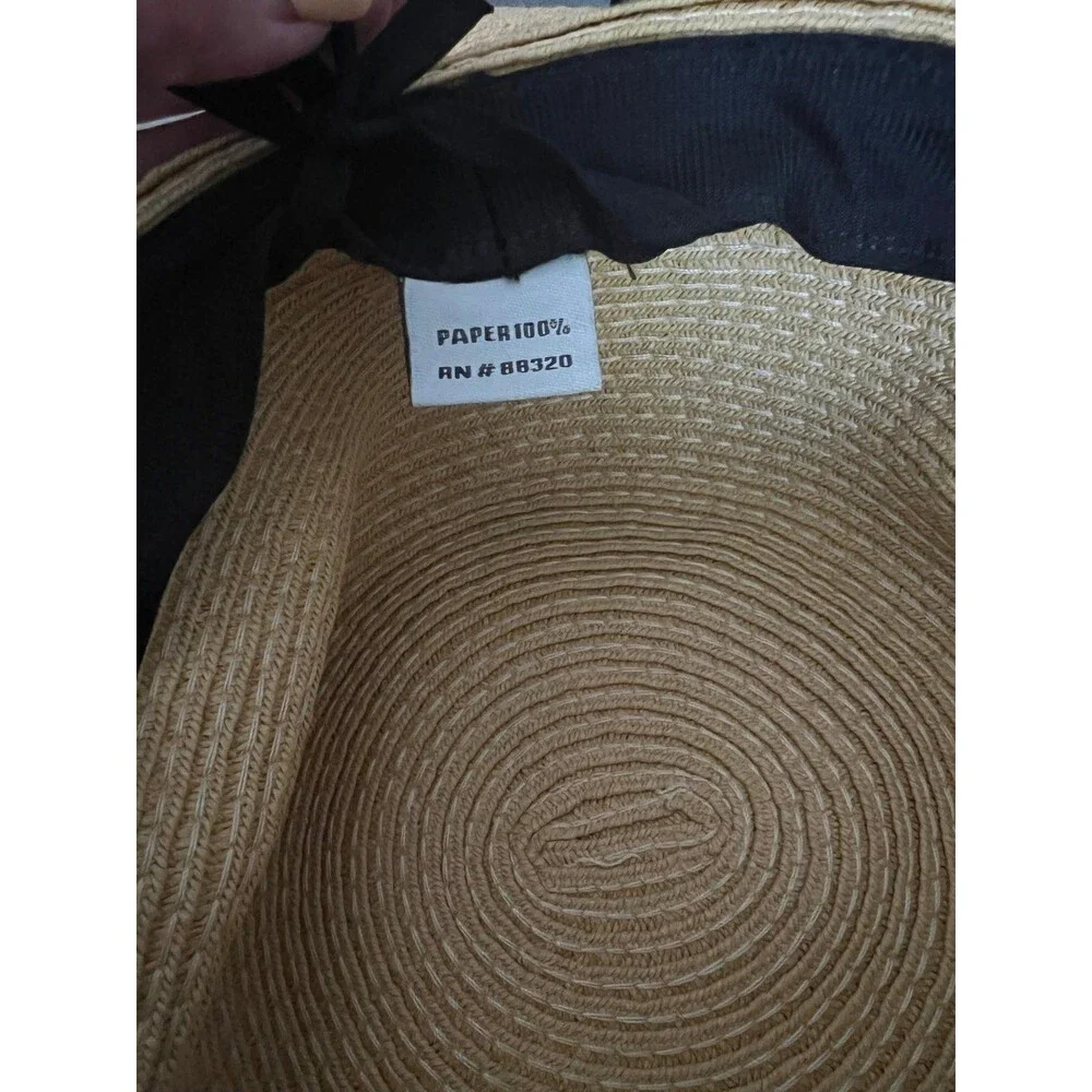 Genuine C.C Bride Wide Brim Straw Floppy Beach Hat with Ribbon